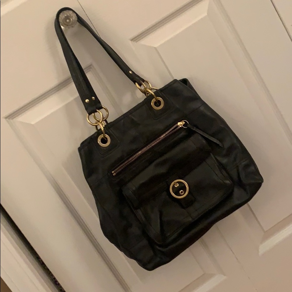 Vintage black leather coach bag